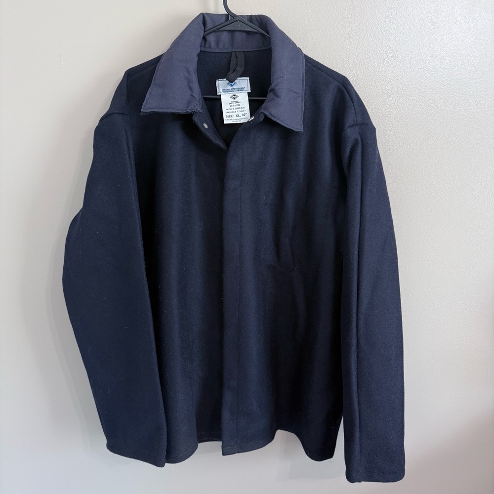 National Safety Apparel Fire/Heat Resistant Navy Wool Welding Coat Snap Men's XL - Picture 2 of 8
